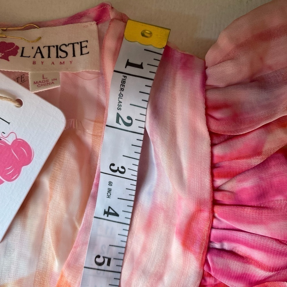 L’ATISTE BY AMY Spring Abstract Ruffle Mini Dress NWT - Picture 14 of 16